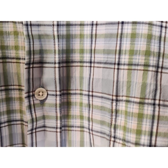 G.H. Bass & Co. Men’s Short Sleeve Button Up Blue Plaid Shirt Cotton Blend XL - Picture 4 of 6